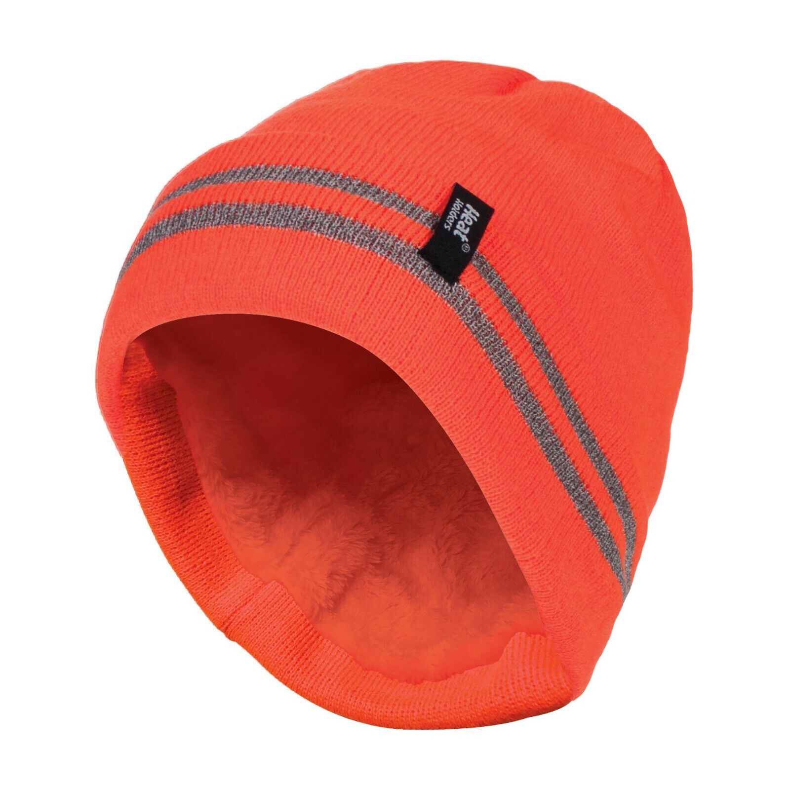 Heat Holders - Mens Hi Viz / Vis Reflective Thermal Fleece Lined Turn Over Hat - Picture 6 of 11