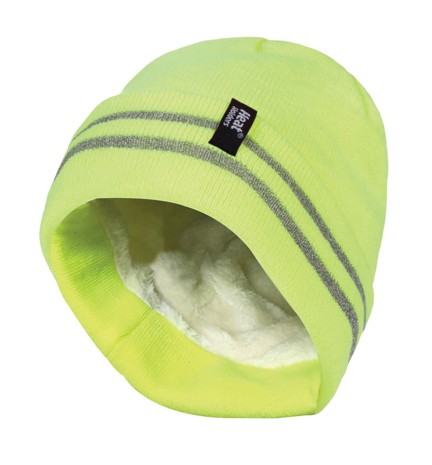 Heat Holders - Mens Hi Viz / Vis Reflective Thermal Fleece Lined Turn Over Hat - Picture 9 of 11