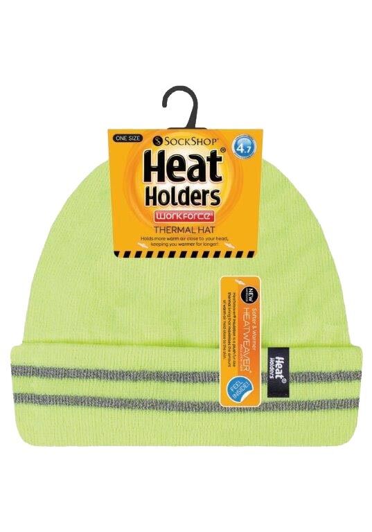 Heat Holders - Mens Hi Viz / Vis Reflective Thermal Fleece Lined Turn Over Hat - Picture 11 of 11