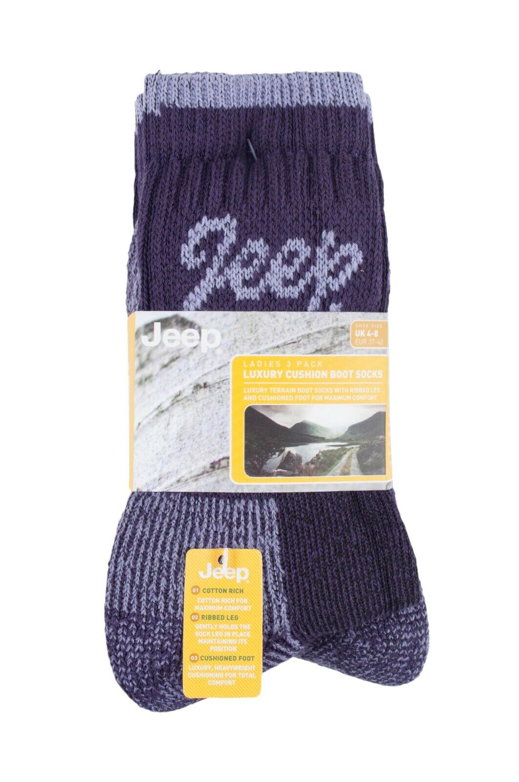Jeep - 3er-Pack Baumwolle Outdoor Wanderschuh Socken für Damen/Damen - Bild 3 von 9