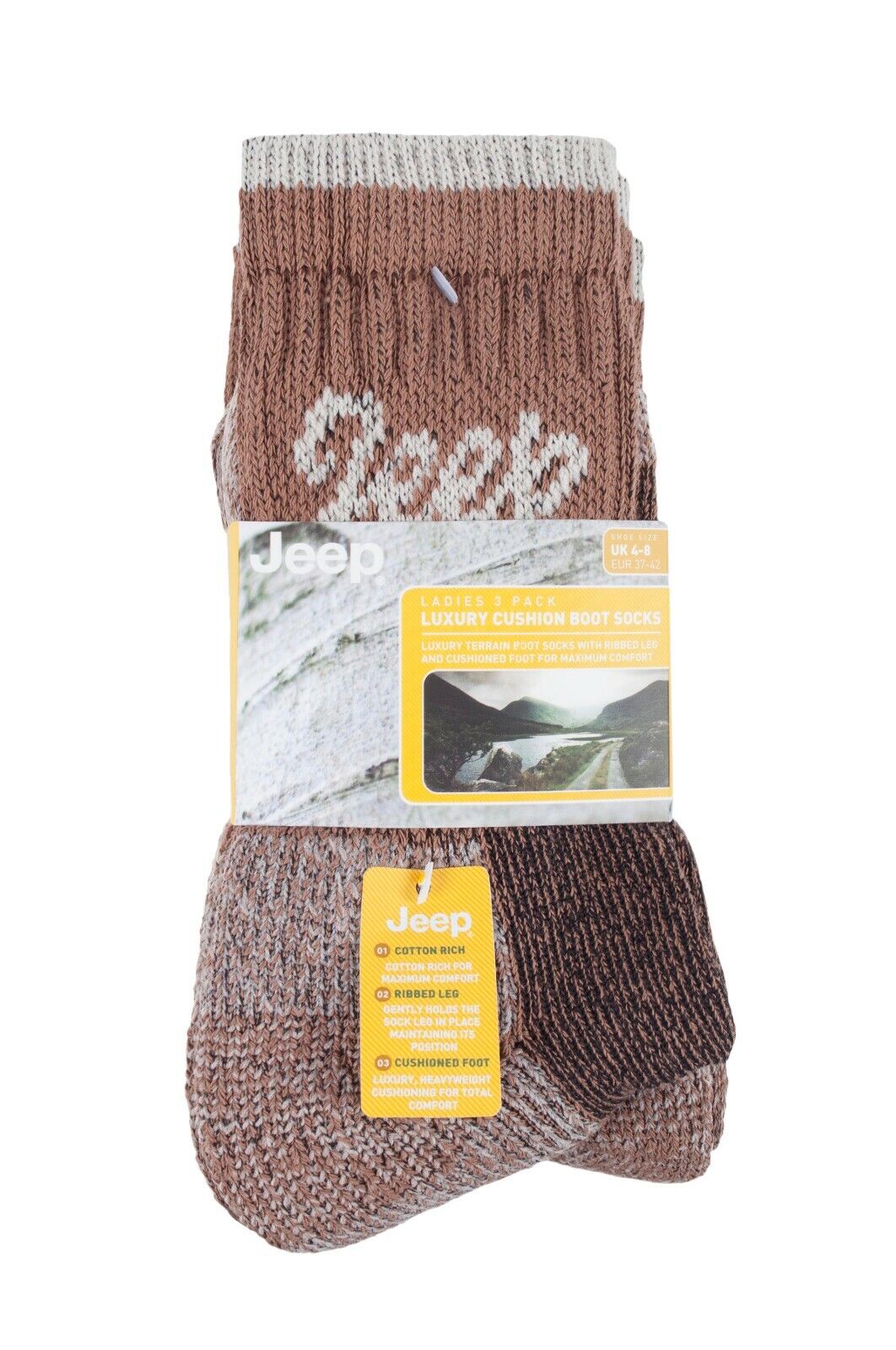 Jeep - 3er-Pack Baumwolle Outdoor Wanderschuh Socken für Damen/Damen - Bild 9 von 9