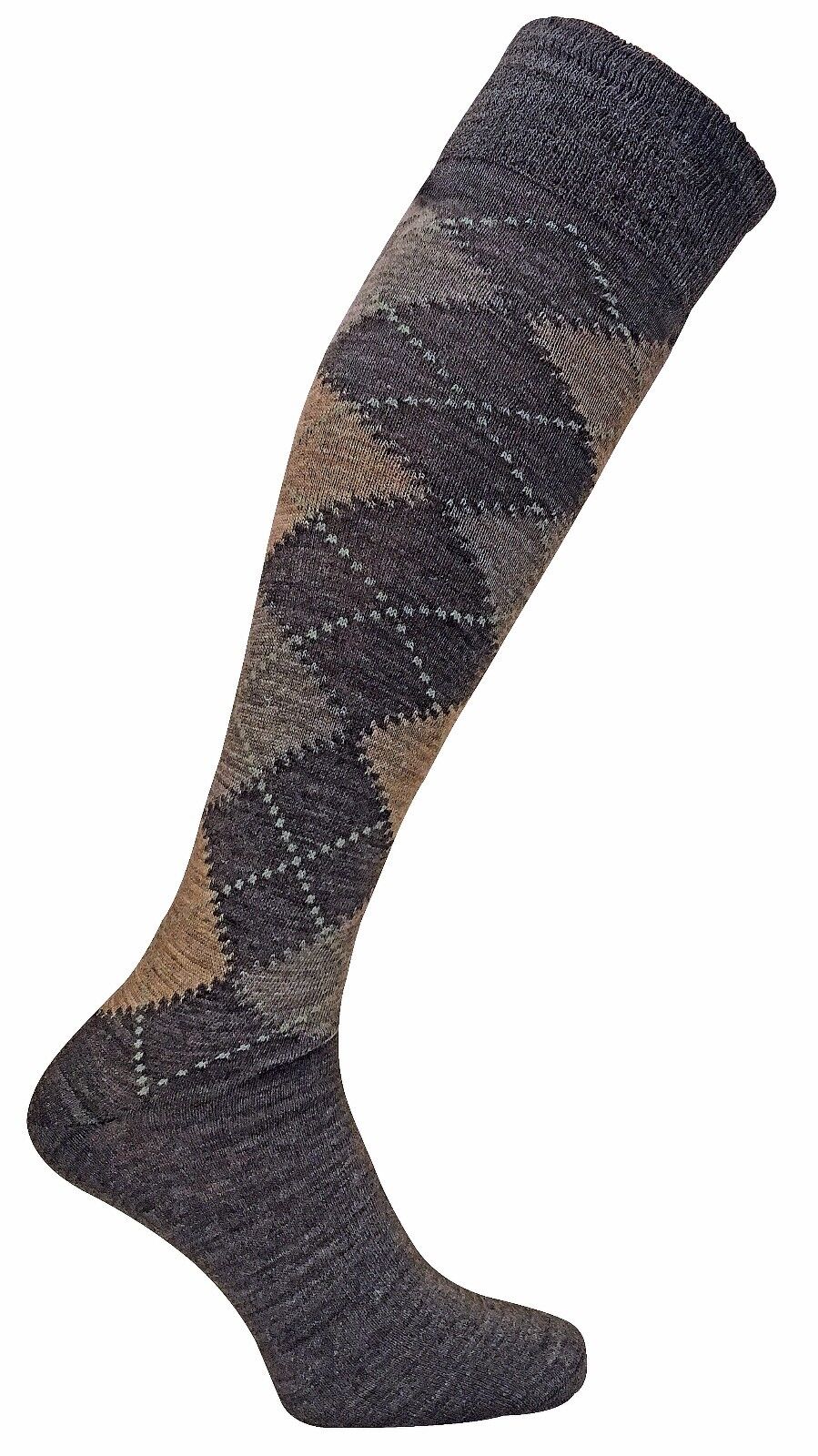 3 paires homme fines chaud tres longue hautes laine chaussettes en gris / marron - Imagen 6 de 13
