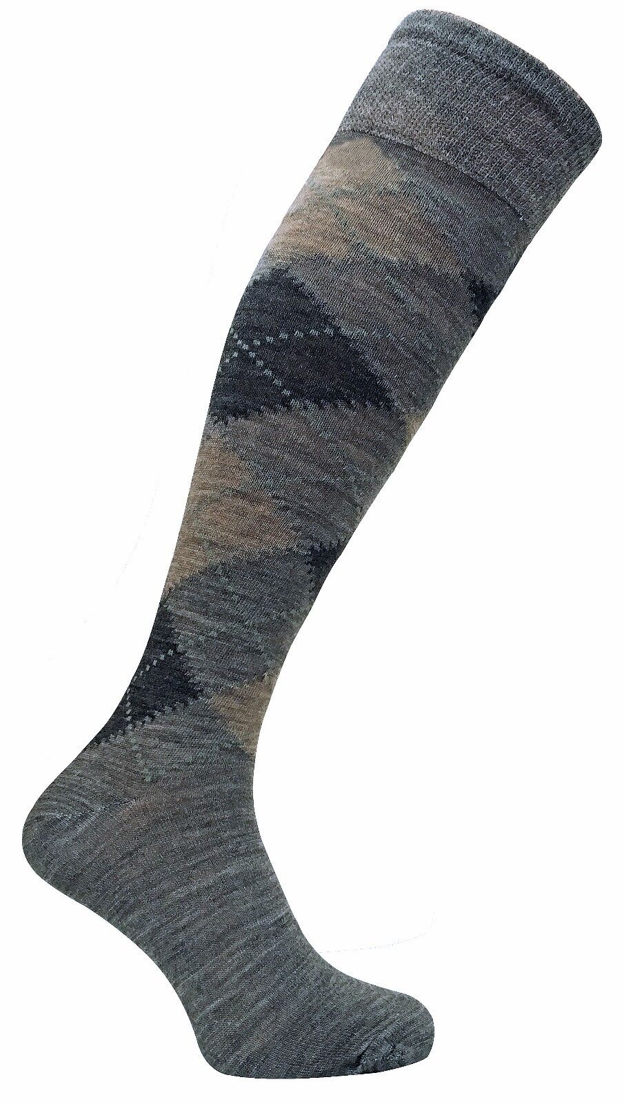 3 paires homme fines chaud tres longue hautes laine chaussettes en gris / marron - Imagen 7 de 13