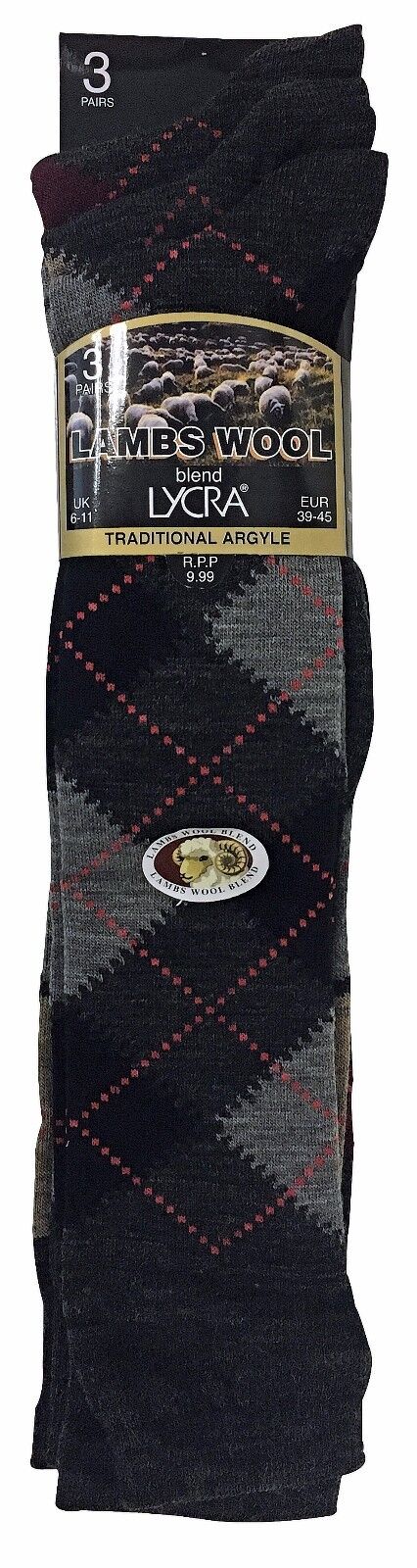 3 paires homme fines chaud tres longue hautes laine chaussettes en gris / marron - Imagen 10 de 13