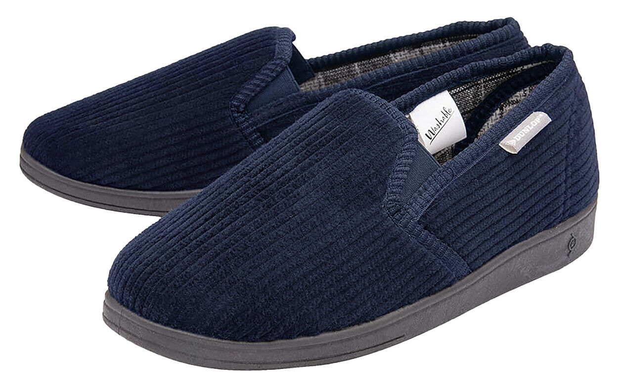 Dunlop Mens Slip On Slippers | Comfy Twin Gusset Rubber Sole - Picture 2 of 11