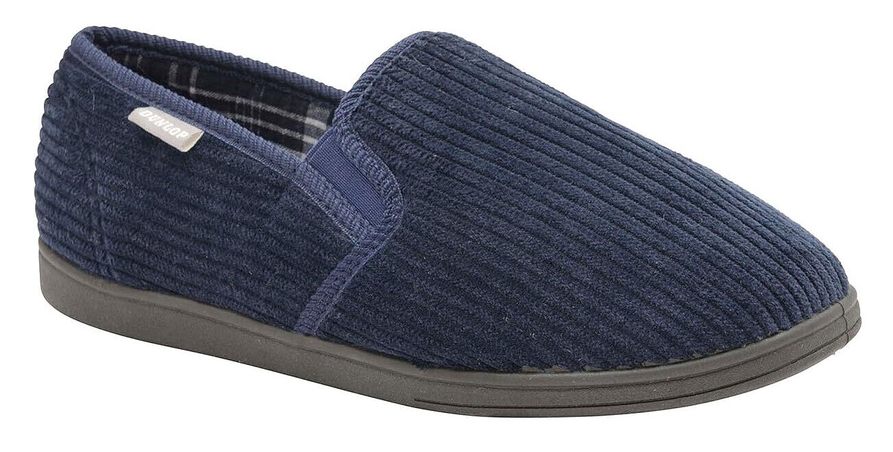 Dunlop Mens Slip On Slippers | Comfy Twin Gusset Rubber Sole - Picture 3 of 11