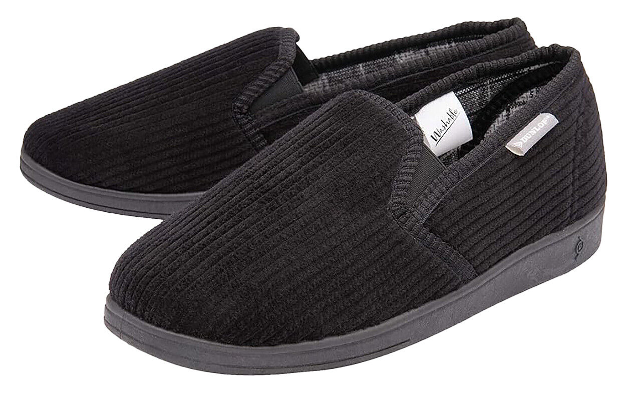 Dunlop Mens Slip On Slippers | Comfy Twin Gusset Rubber Sole - Picture 4 of 11