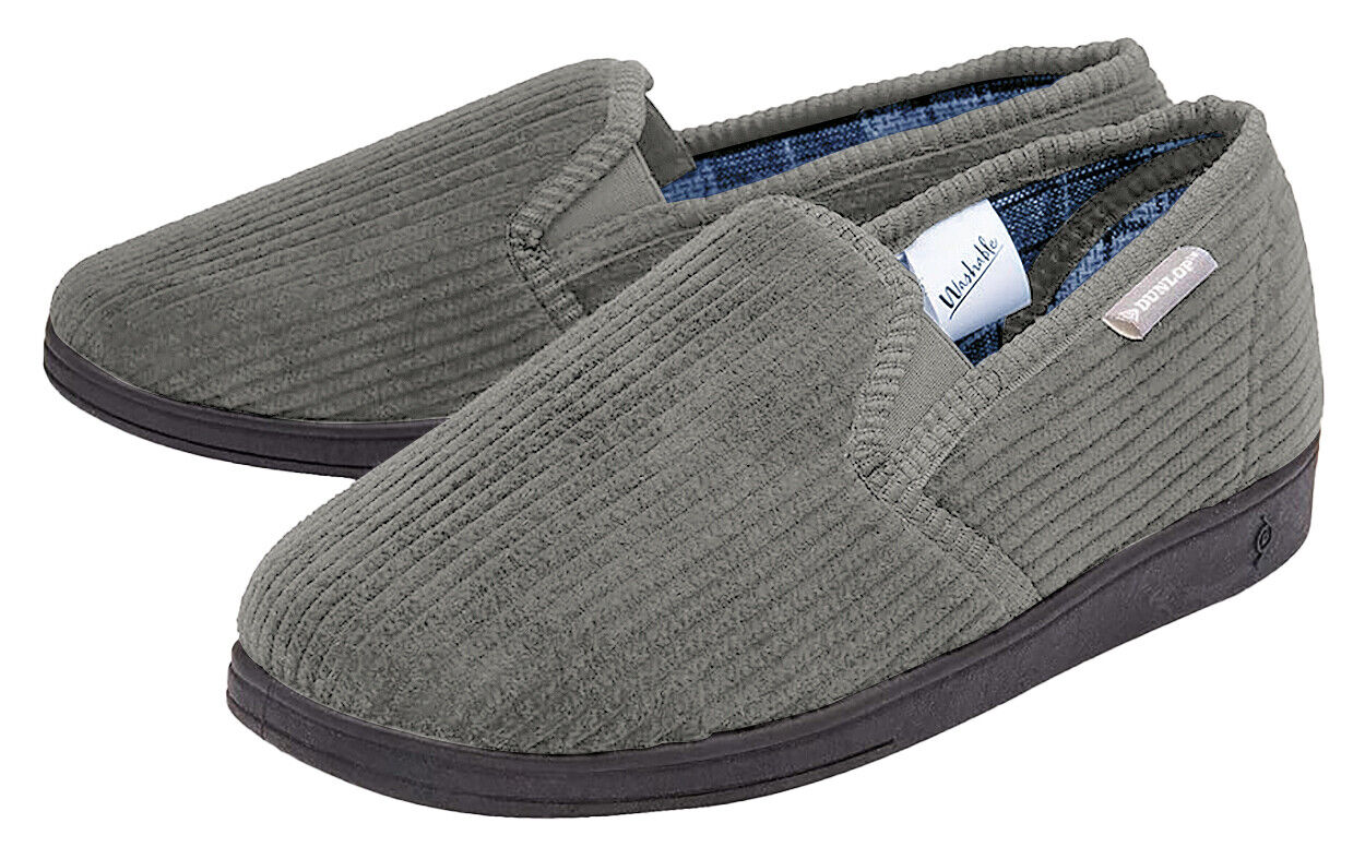 Dunlop Mens Slip On Slippers | Comfy Twin Gusset Rubber Sole - Picture 10 of 11